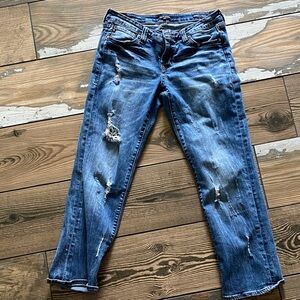 Dear John Distressed Blue Boyfriend Capri size 28